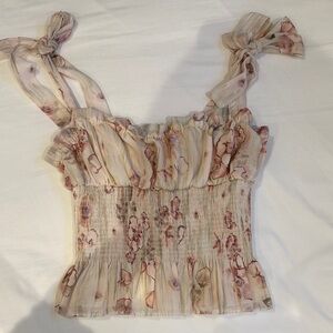 Wilfred Floral Smocked Blouse with Tie Straps